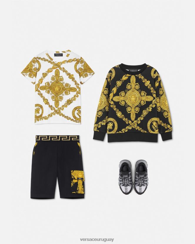 Versace maschera barroco greca pantalones cortos niños negro ropa H88R0H2126