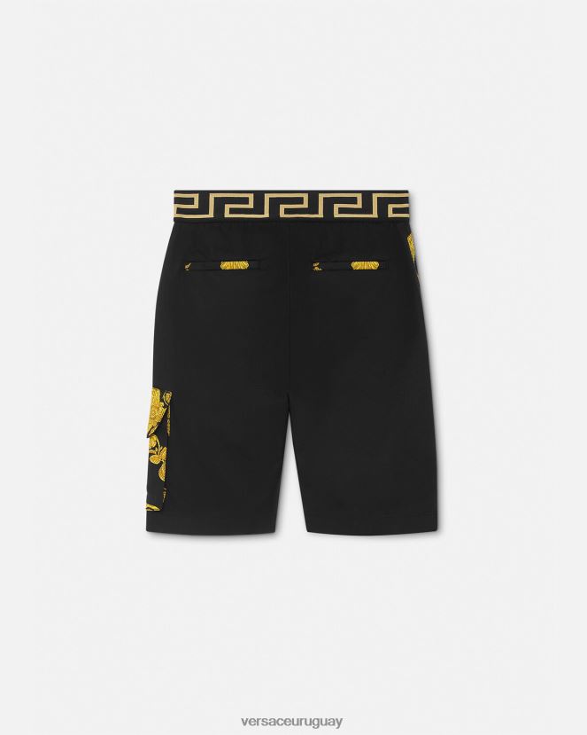 Versace maschera barroco greca pantalones cortos niños negro ropa H88R0H2126