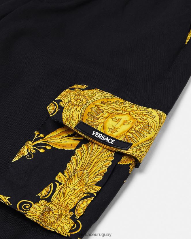 Versace maschera barroco greca pantalones cortos niños negro ropa H88R0H2126