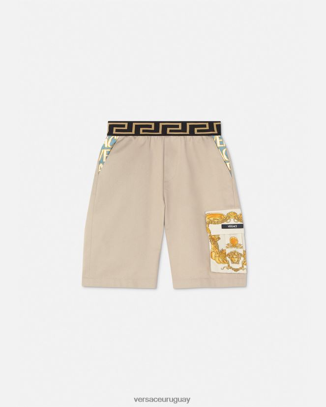 Versace pantalones cortos con greca y concha barroca niños beige ropa H88R0H2086