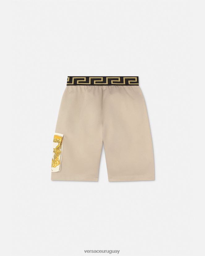 Versace pantalones cortos con greca y concha barroca niños beige ropa H88R0H2086