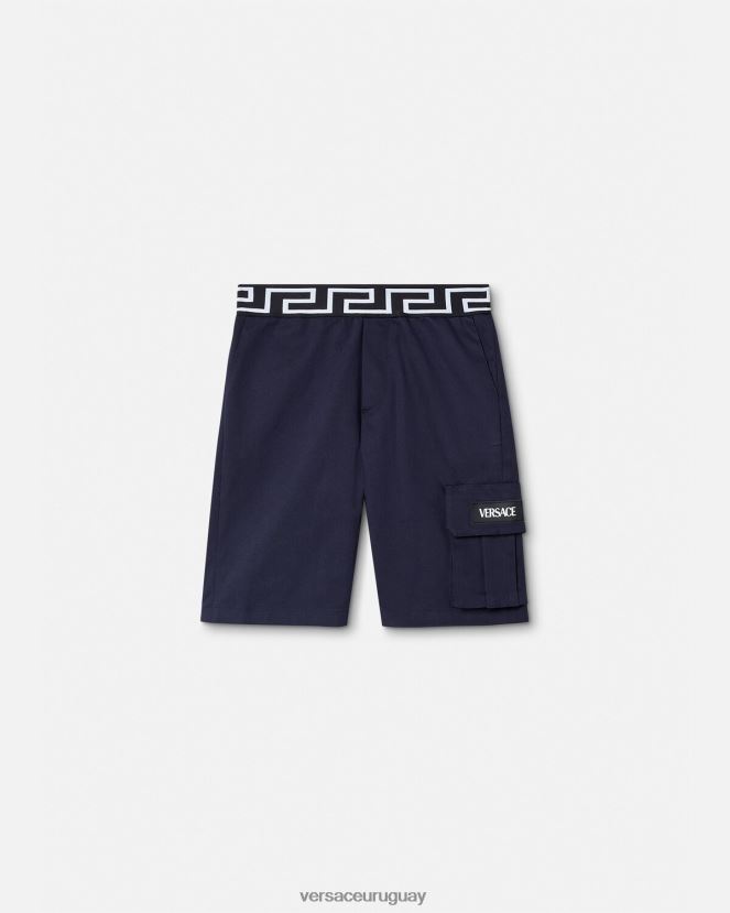 Versace pantalones cortos con grecas niños azul ropa H88R0H2100