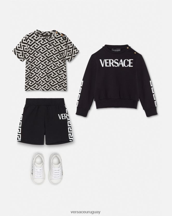 Versace pantalones cortos de bebé con greca niños negro ropa H88R0H1908