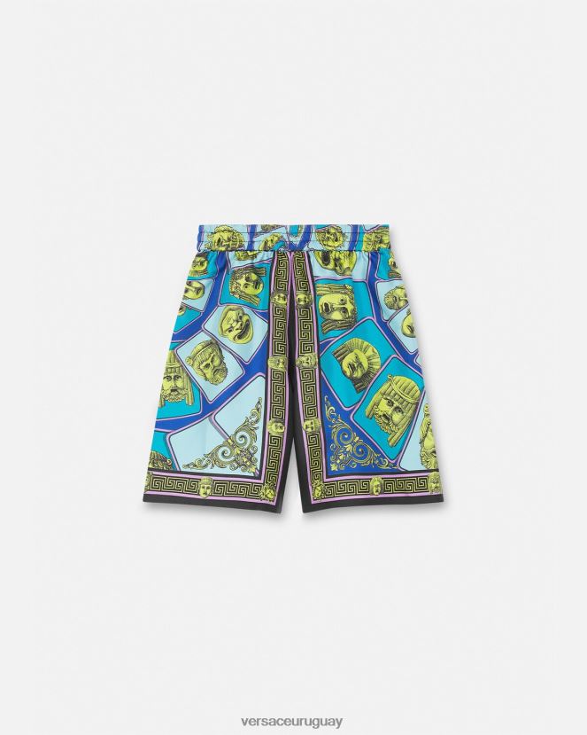 Versace pantalones cortos de seda le maschere niños imprimir ropa H88R0H2122