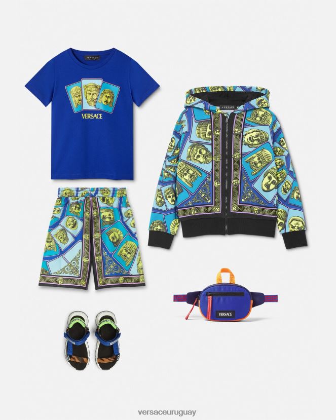 Versace pantalones cortos de seda le maschere niños imprimir ropa H88R0H2122