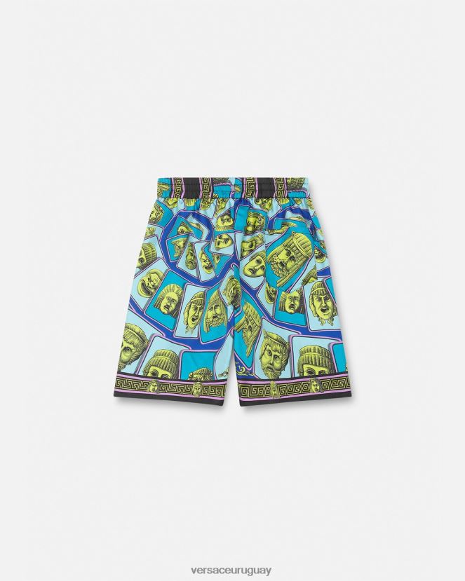 Versace pantalones cortos de seda le maschere niños imprimir ropa H88R0H2122