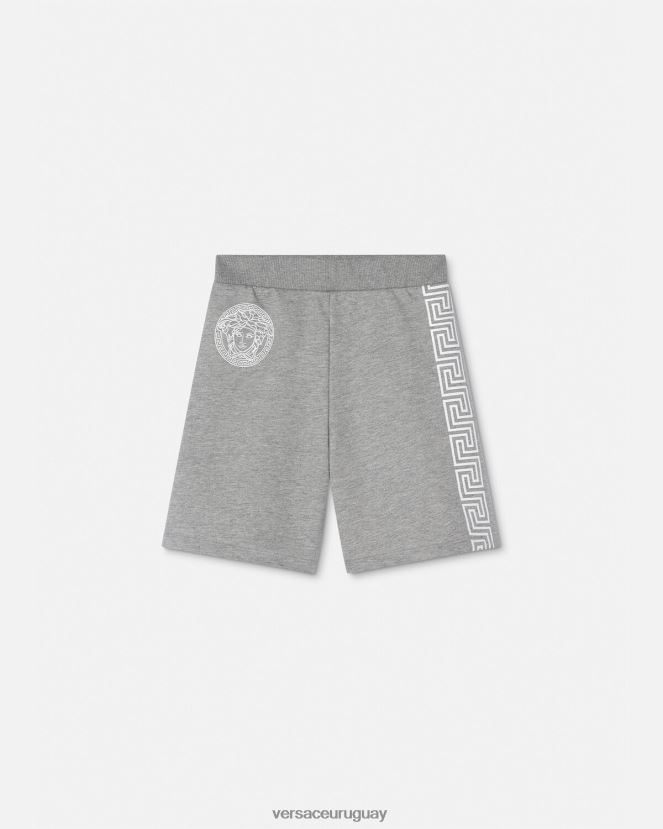 Versace pantalones cortos deportivos con greca niños gris ropa H88R0H2081