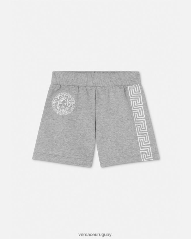 Versace pantalones cortos deportivos con greca para bebé niños gris ropa H88R0H1881