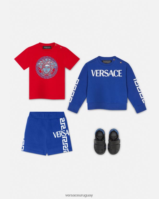 Versace shorts de bebé con logo de Greca niños azul ropa H88R0H1889