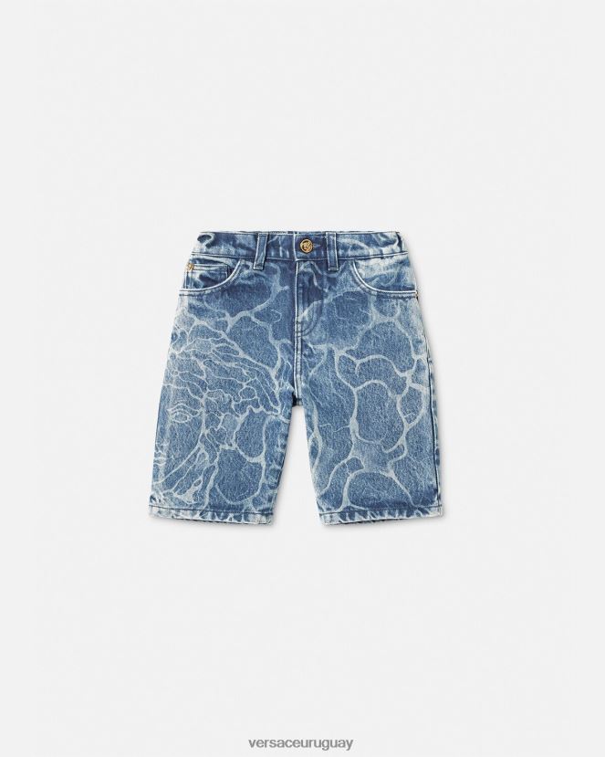 Versace shorts de mezclilla con medusa niños azul ropa H88R0H2128