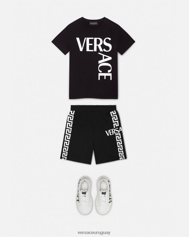 Versace shorts deportivos con logo niños negro ropa H88R0H2098