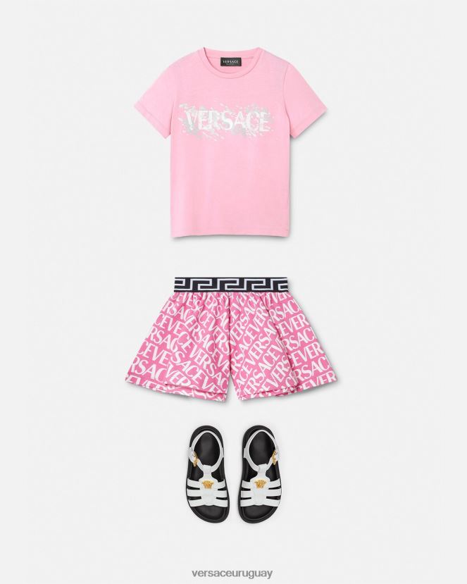 Versace shorts deportivos integrales niños rosa y estampado ropa H88R0H1975
