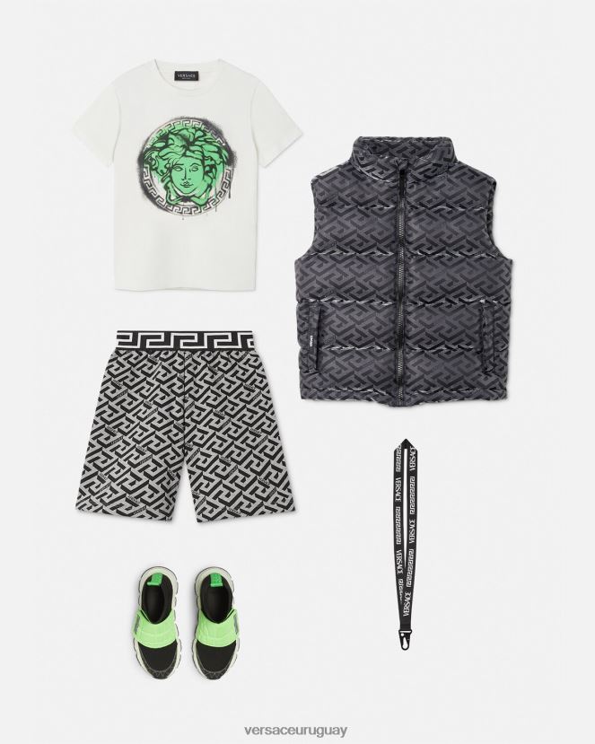 Versace shorts deportivos la greca niños gris y estampado ropa H88R0H2116