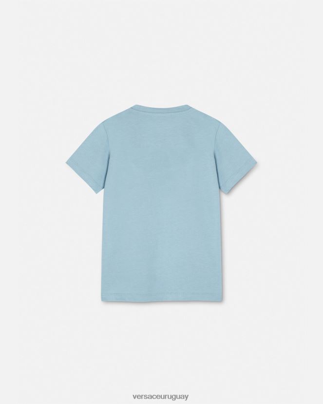 Versace camiseta barroca de conchas marinas niños azul claro ropa H88R0H2084