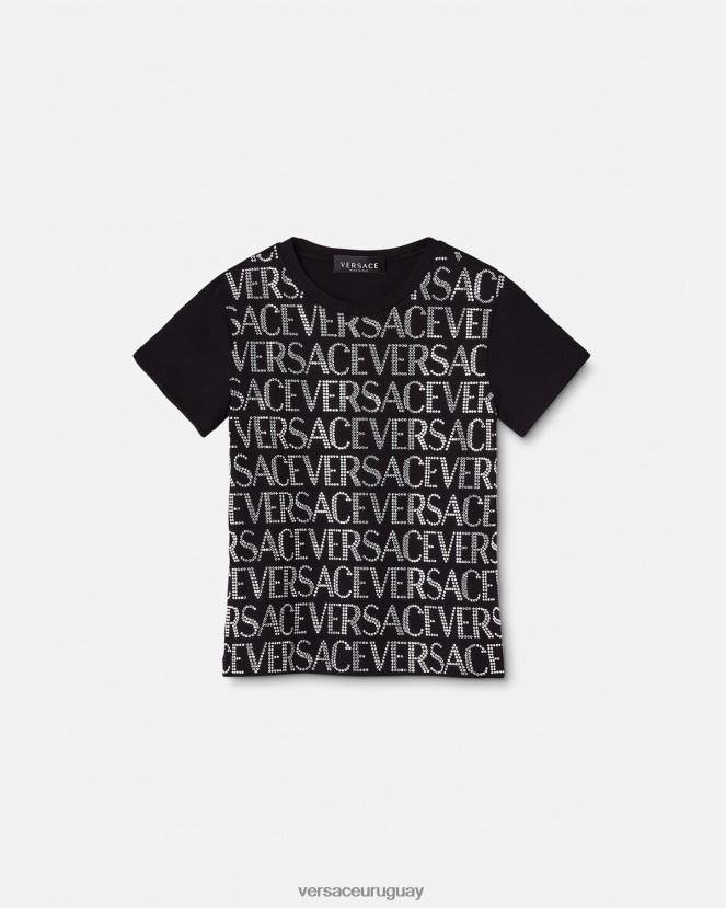 Versace camiseta con cristales niños negro ropa H88R0H2024