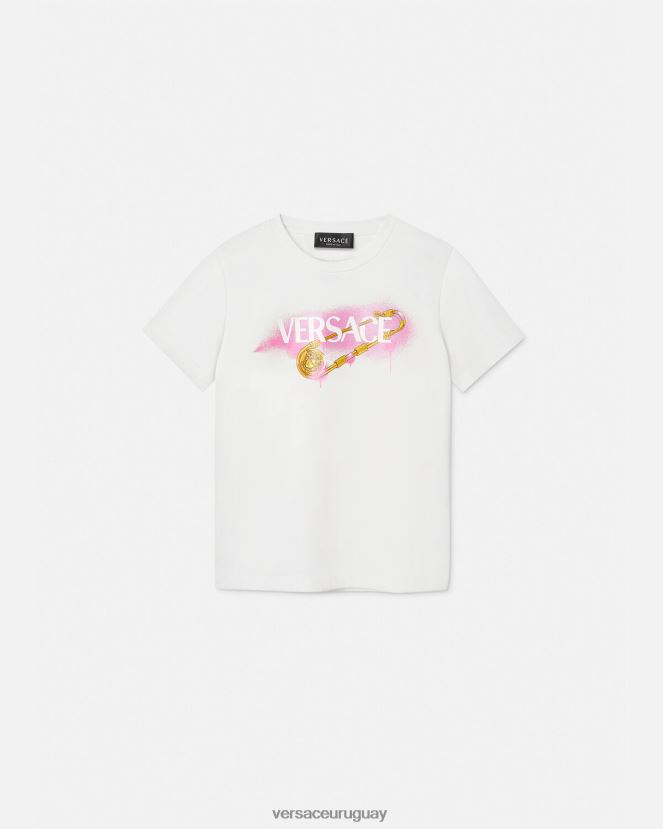 Versace camiseta con imperdible niños blanco y estampado ropa H88R0H2008