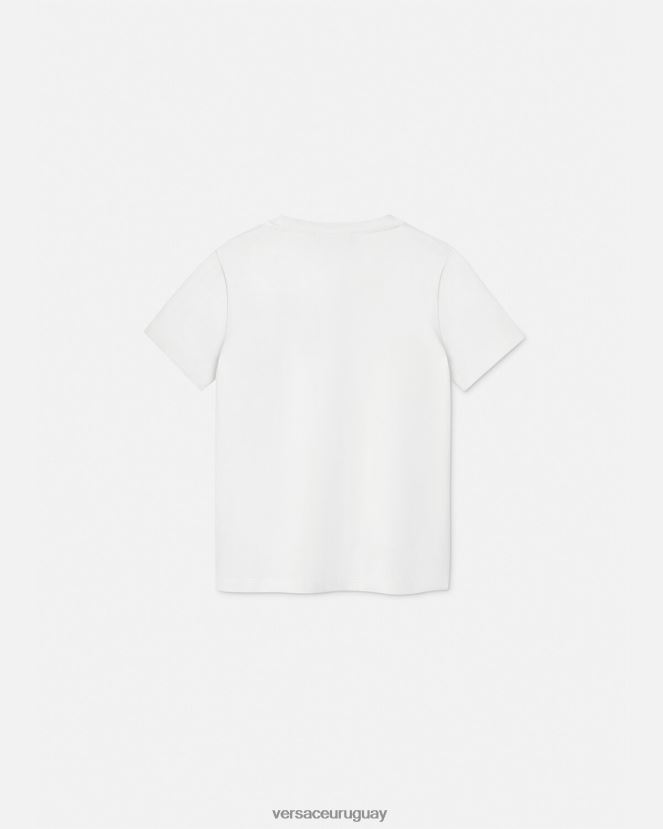 Versace camiseta con imperdible niños blanco y estampado ropa H88R0H2008