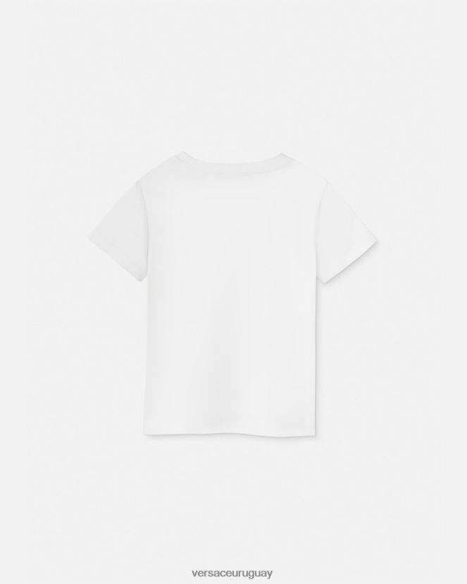Versace camiseta con logo de cristal niños blanco ropa H88R0H2020