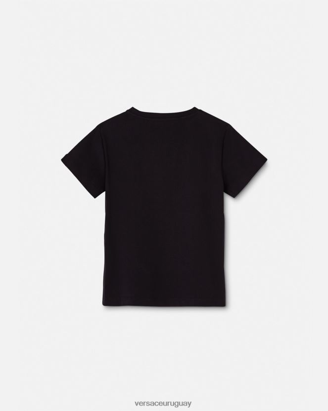 Versace camiseta con logo de cristal niños negro ropa H88R0H2021