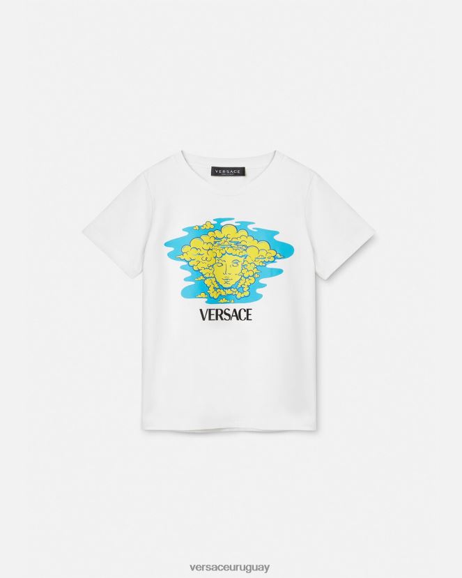 Versace camiseta con logo de medusa niños blanco y estampado ropa H88R0H2127