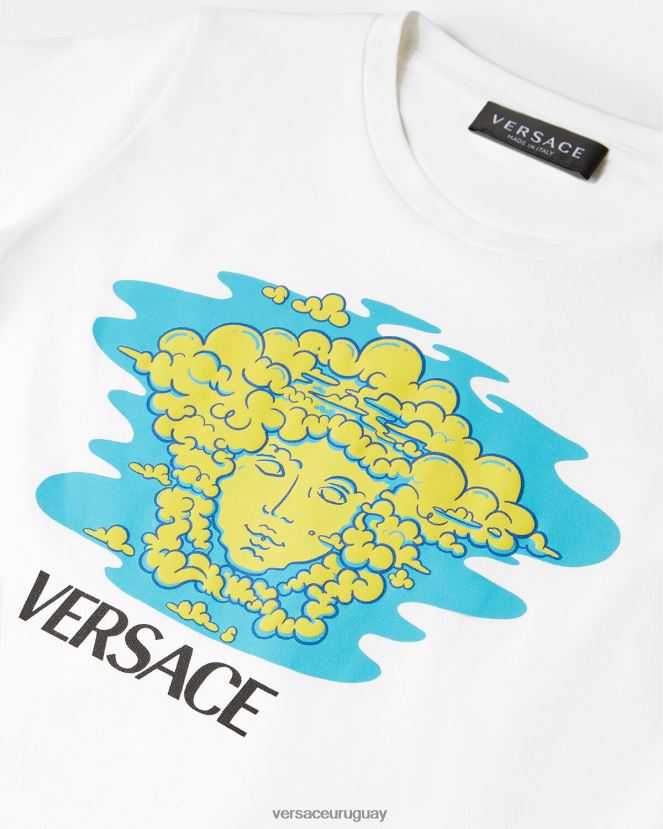 Versace camiseta con logo de medusa niños blanco y estampado ropa H88R0H2127