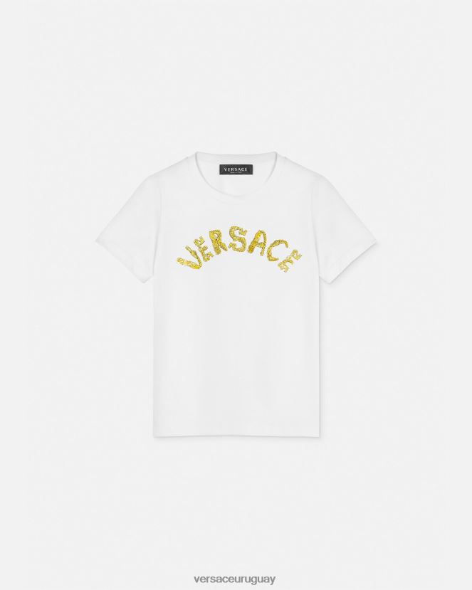 Versace camiseta con logo niños Oro blanco ropa H88R0H1933