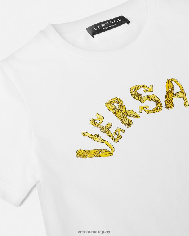 Versace camiseta con logo niños Oro blanco ropa H88R0H1933
