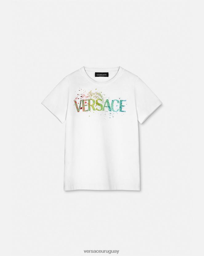 Versace camiseta con logo niños azul ropa H88R0H2094