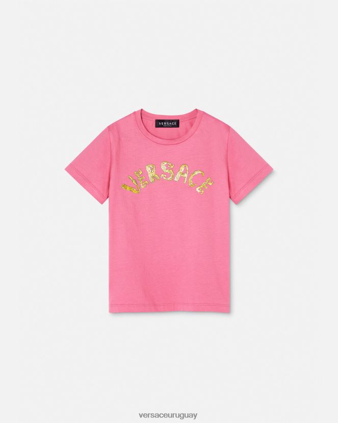 Versace camiseta con logo niños rosa ropa H88R0H1932