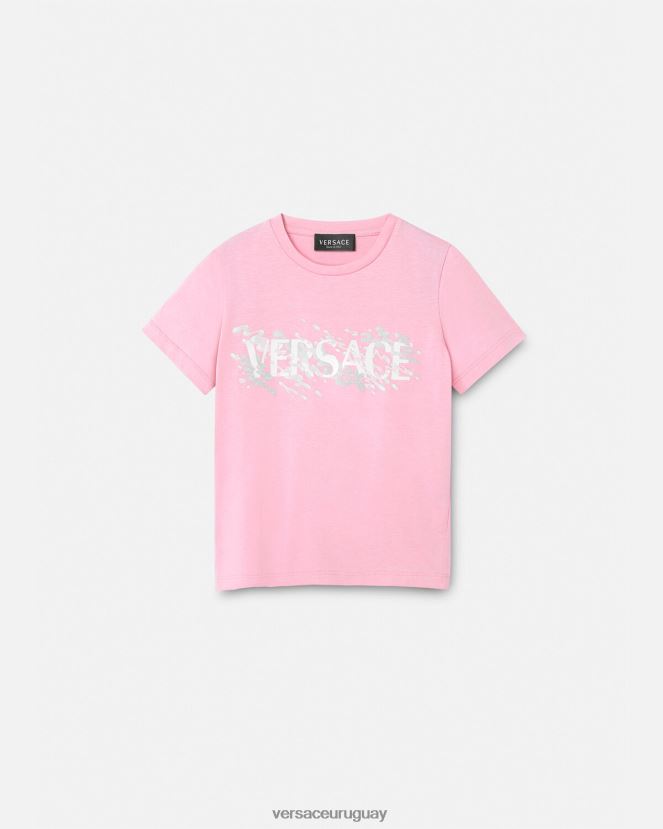 Versace camiseta con logo niños rosa ropa H88R0H2011
