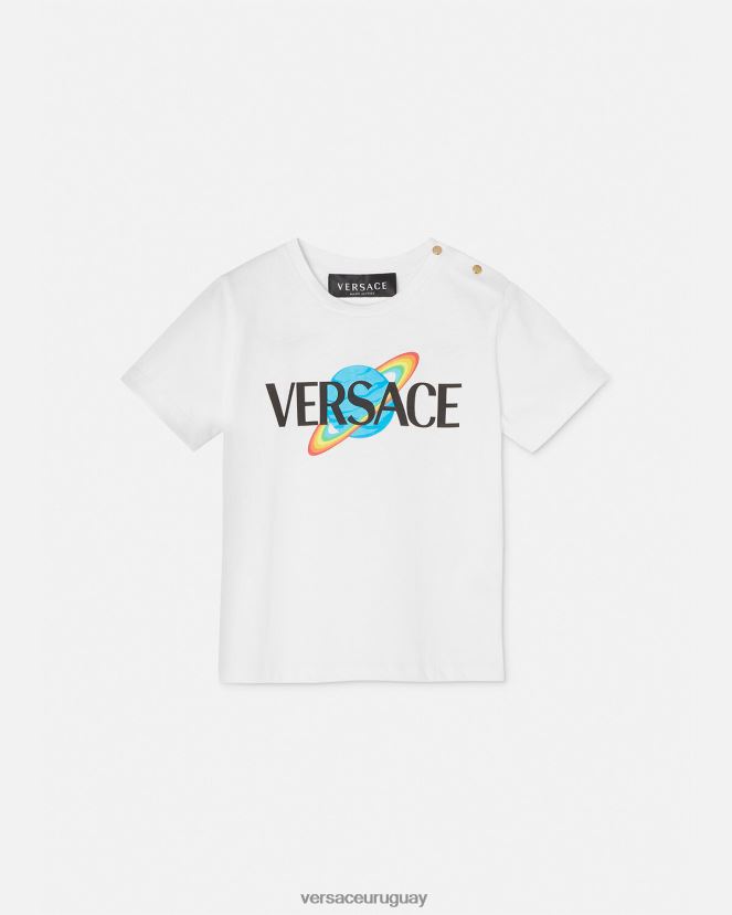 Versace camiseta con logo para bebé niños blanco y estampado ropa H88R0H1883
