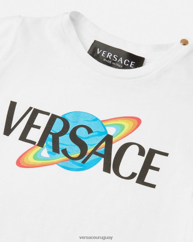 Versace camiseta con logo para bebé niños blanco y estampado ropa H88R0H1883