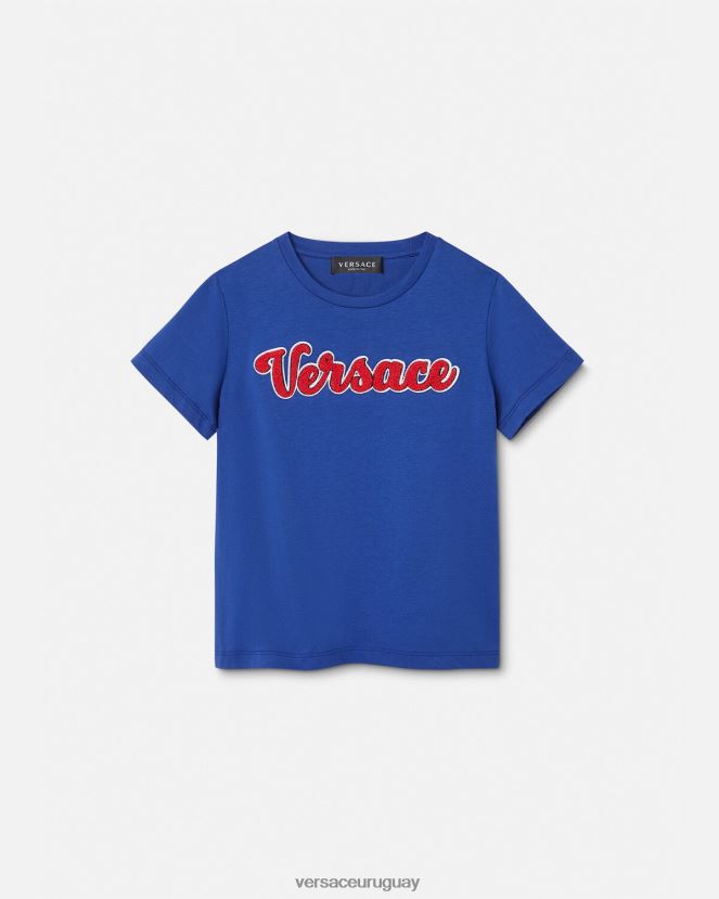 Versace camiseta con logo universitario niños azul ropa H88R0H2132