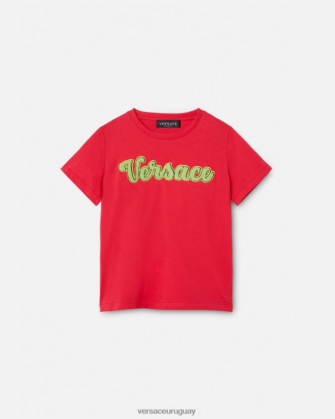 Versace camiseta con logo universitario niños rojo ropa H88R0H2133