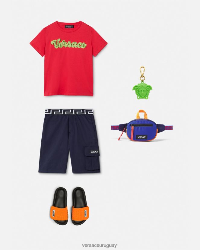 Versace camiseta con logo universitario niños rojo ropa H88R0H2133