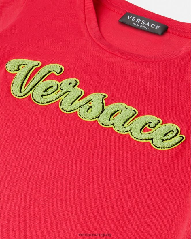 Versace camiseta con logo universitario niños rojo ropa H88R0H2133
