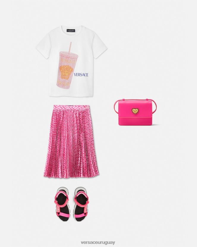 Versace camiseta con logo y taza de viaje niños blanco y estampado ropa H88R0H2018