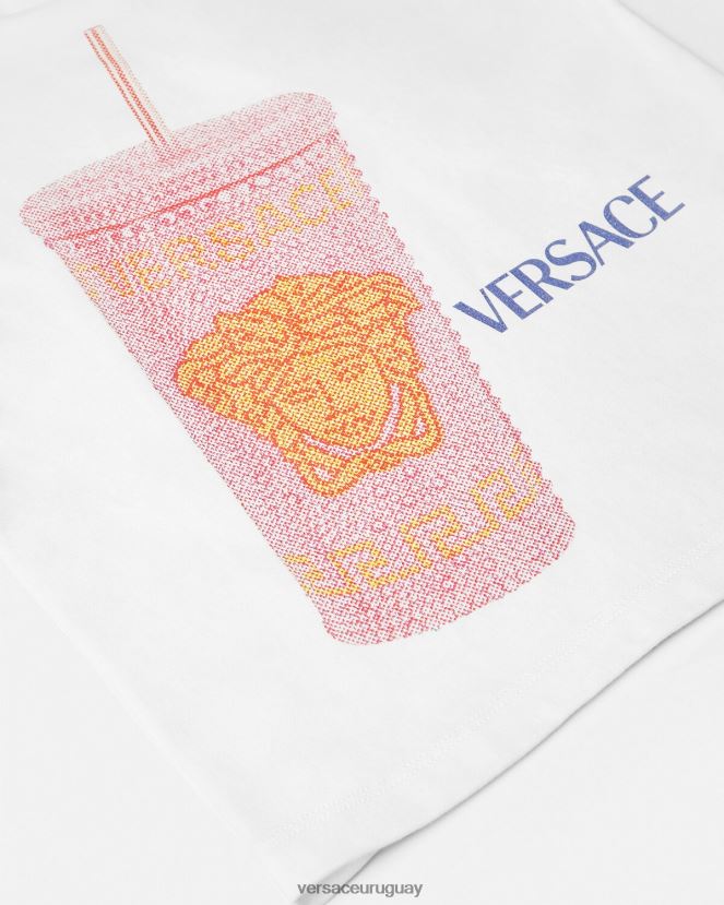 Versace camiseta con logo y taza de viaje niños blanco y estampado ropa H88R0H2018
