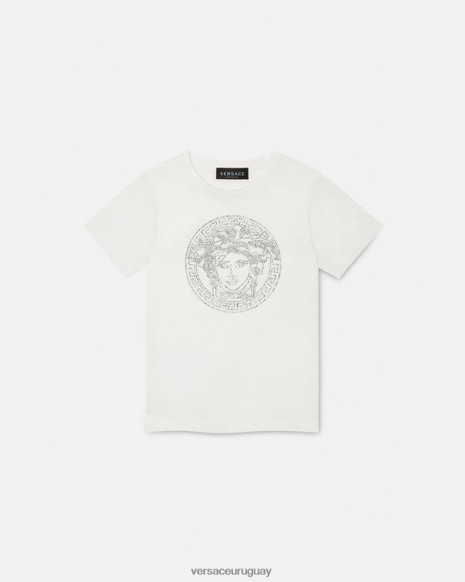 Versace camiseta con medusa de cristal niños blanco ropa H88R0H1964