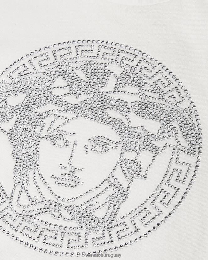 Versace camiseta con medusa de cristal niños blanco ropa H88R0H1964