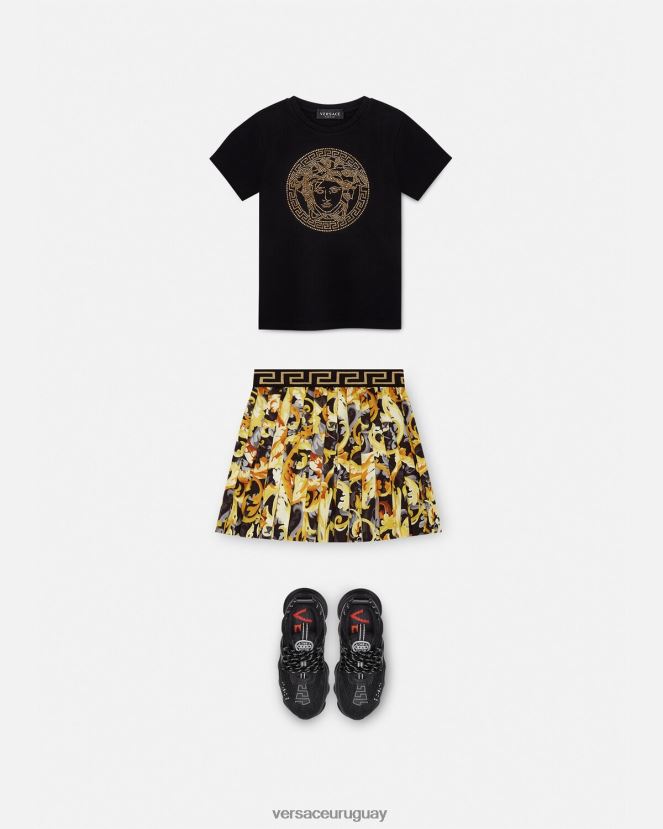 Versace camiseta con medusa de cristal niños negro ropa H88R0H1961