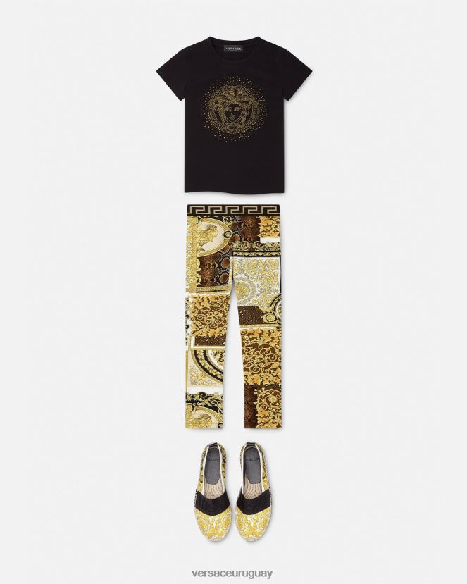 Versace camiseta con tachuelas y medusa niños negro ropa H88R0H2025