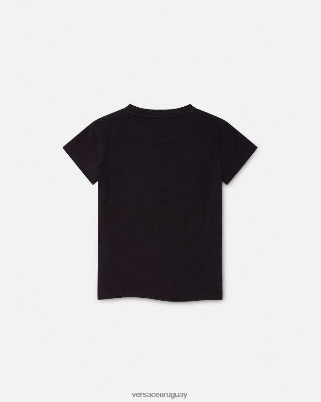 Versace camiseta con tachuelas y medusa niños negro ropa H88R0H2025