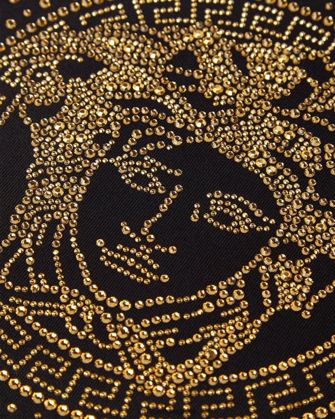 Versace camiseta con tachuelas y medusa niños negro ropa H88R0H2025
