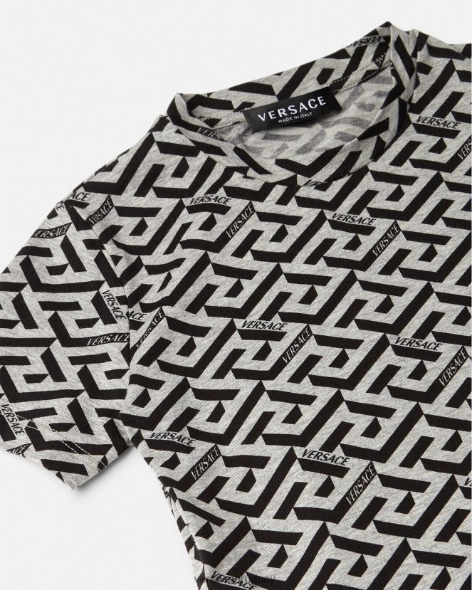 Versace camiseta la greca niños gris y estampado ropa H88R0H2115