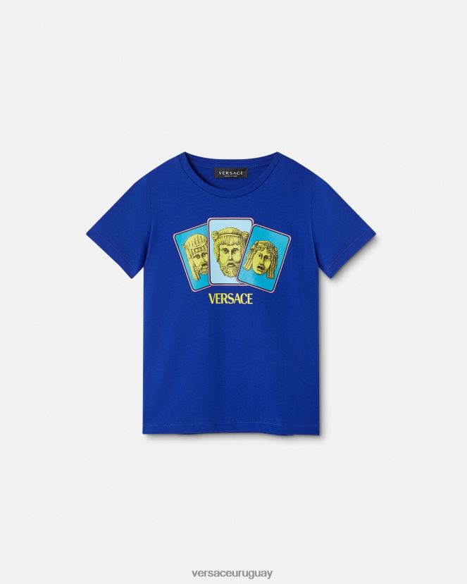 Versace camiseta le maschere niños azul ropa H88R0H2121