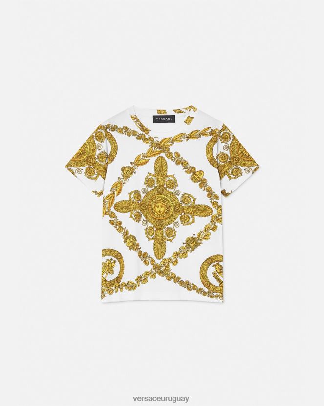 Versace camiseta maschera barroca niños imprimir ropa H88R0H2124
