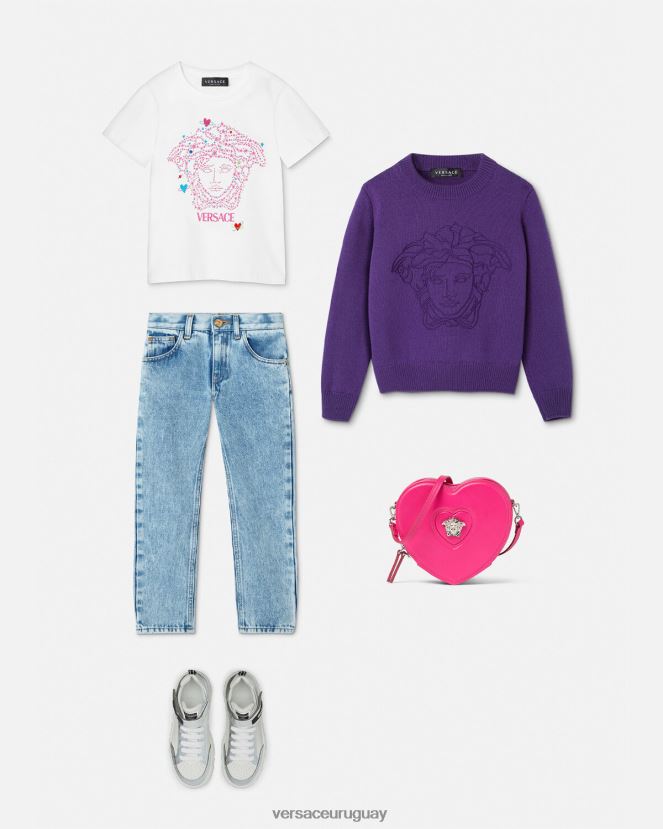 Versace camiseta medusa niños blanco y estampado ropa H88R0H1946