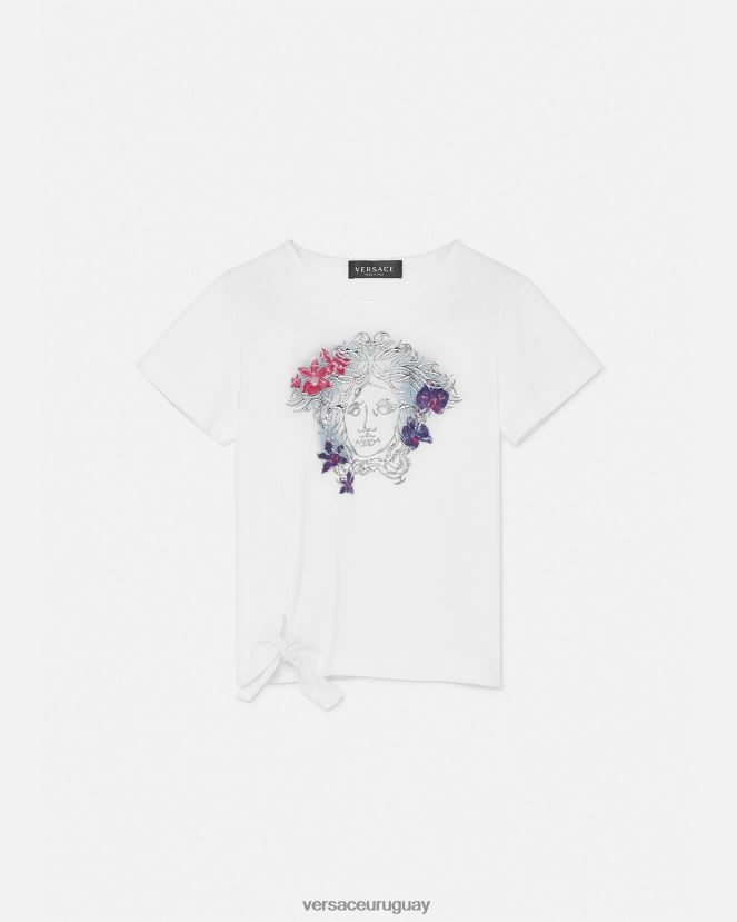 Versace camiseta medusa orquídea niños blanco y estampado ropa H88R0H2003