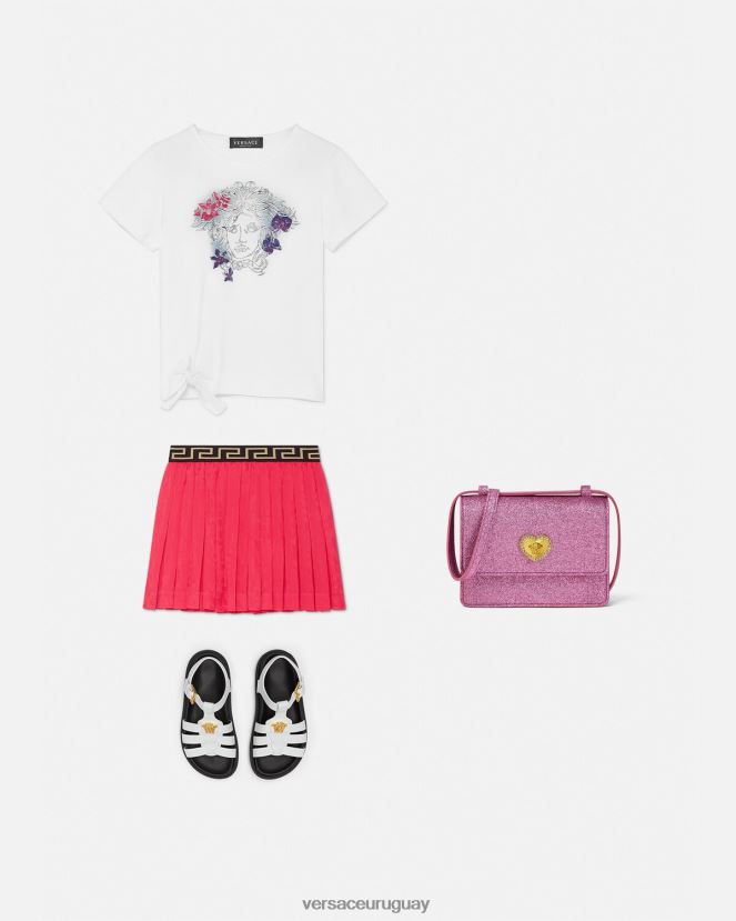 Versace camiseta medusa orquídea niños blanco y estampado ropa H88R0H2003